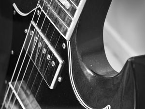 Preview wallpaper electric guitar, guitar, music, black and white