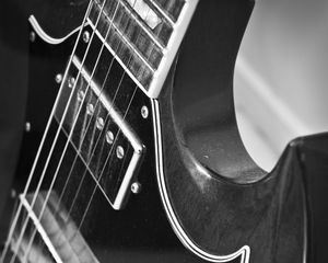 Preview wallpaper electric guitar, guitar, music, black and white