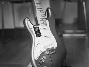 Preview wallpaper electric guitar, guitar, music, musical instrument, black and white