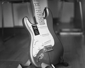 Preview wallpaper electric guitar, guitar, music, musical instrument, black and white