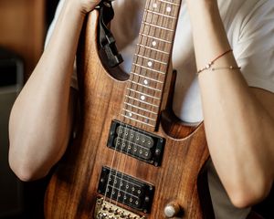 Preview wallpaper electric guitar, guitar, music, strings, hands