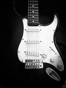 Preview wallpaper electric guitar, guitar, music, strings, black and white