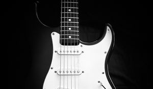 Preview wallpaper electric guitar, guitar, music, strings, black and white