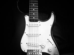 Preview wallpaper electric guitar, guitar, music, strings, black and white
