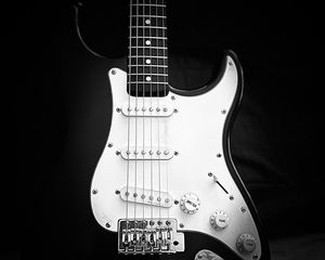 Preview wallpaper electric guitar, guitar, music, strings, black and white