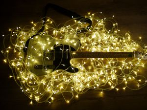 Preview wallpaper electric guitar, guitar, music, garland, glow