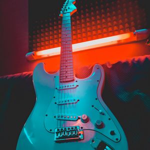 Preview wallpaper electric guitar, guitar, musical instrument, neon, light