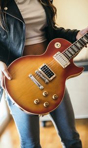 Preview wallpaper electric guitar, guitar, musical instrument, girl, music