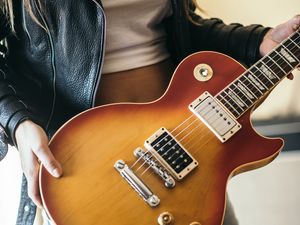 Preview wallpaper electric guitar, guitar, musical instrument, girl, music