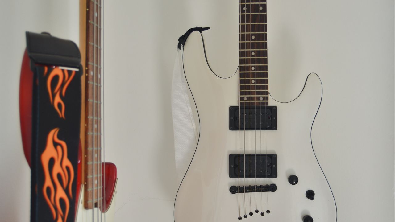 Wallpaper electric guitar, guitar, strings, musical instrument, white