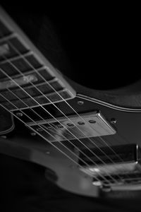 Preview wallpaper electric guitar, guitar, strings, music, black and white