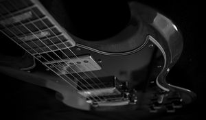 Preview wallpaper electric guitar, guitar, strings, music, black and white