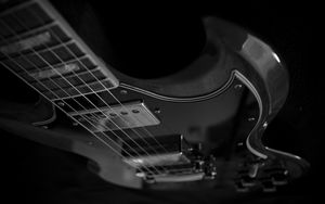 Preview wallpaper electric guitar, guitar, strings, music, black and white