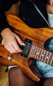 Preview wallpaper electric guitar, guitar, strings, hand, music