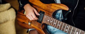 Preview wallpaper electric guitar, guitar, strings, hand, music