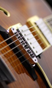 Preview wallpaper electric guitar, guitar, strings, music, brown