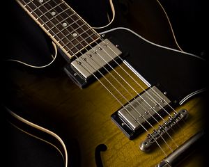 Preview wallpaper electric guitar, guitar, strings, brown, musical instrument, music