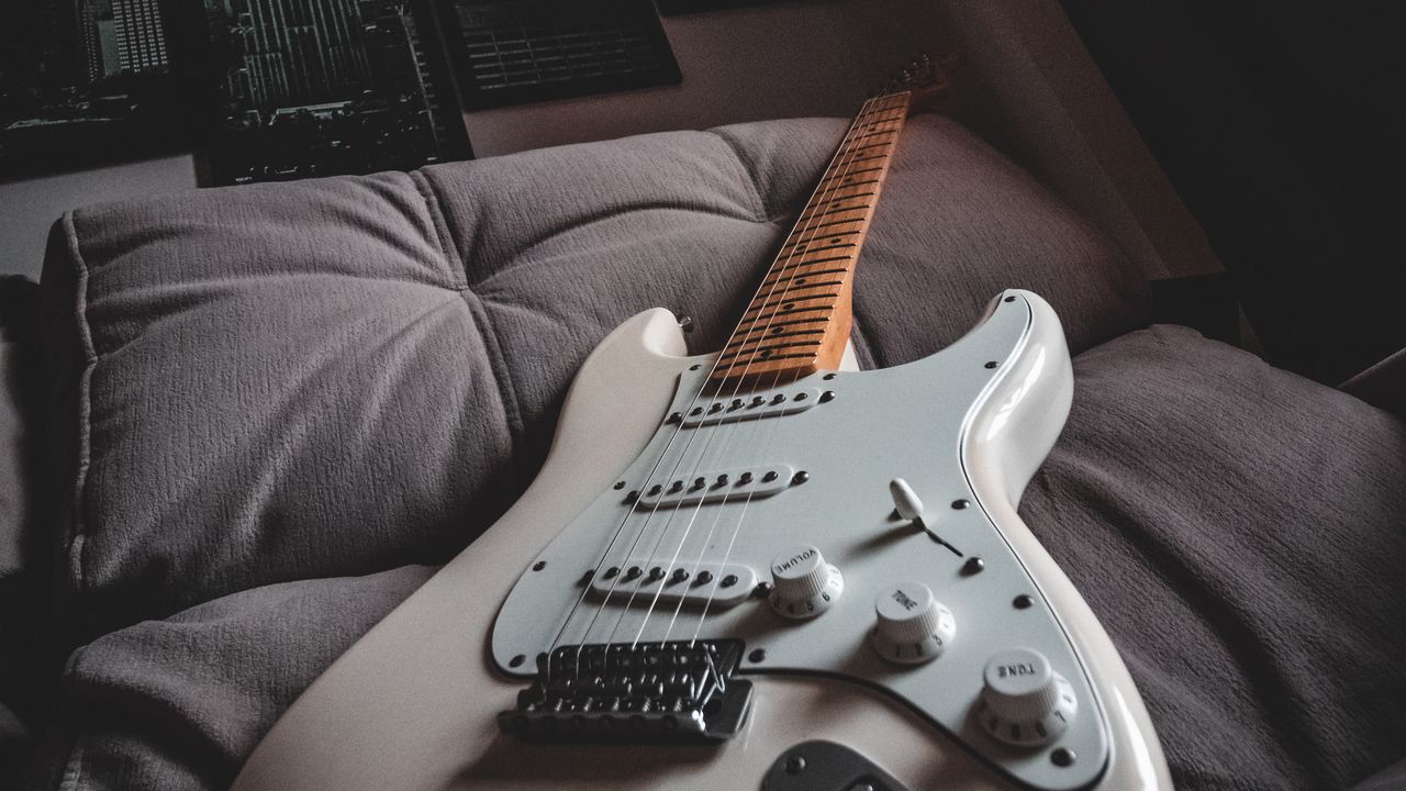 Wallpaper electric guitar, guitar, white, musical instrument, music