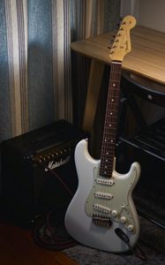 Preview wallpaper electric guitar, guitar, white, amplifier, musical instrument