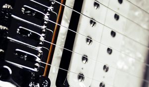 Preview wallpaper electric guitar, strings, guitar, humbucker, musical instrument, white