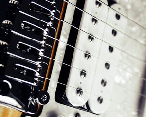 Preview wallpaper electric guitar, strings, guitar, humbucker, musical instrument, white