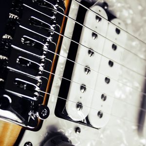 Preview wallpaper electric guitar, strings, guitar, humbucker, musical instrument, white