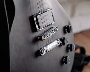 Preview wallpaper electric guitar, strings, pickup, bridge, musical instrument, black