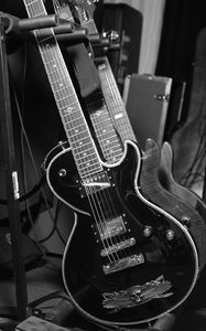 Preview wallpaper electric guitars, guitars, music, black and white