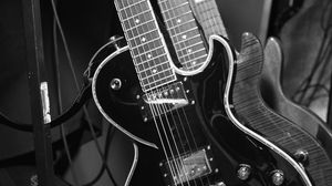 Preview wallpaper electric guitars, guitars, music, black and white