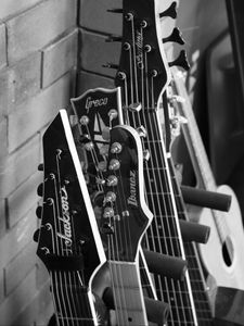 Preview wallpaper electric guitars, guitars, musical instrument, bw
