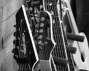 Preview wallpaper electric guitars, guitars, musical instrument, bw