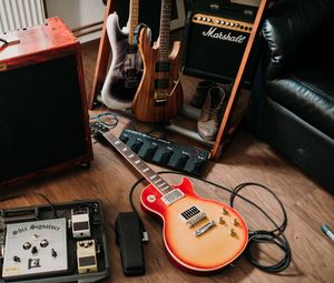 Preview wallpaper electric guitars, guitars, musical instruments, equipment, music