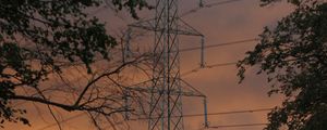 Preview wallpaper electric pole, wires, trees, sky
