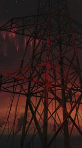 Preview wallpaper electric tower, construction, dark, night, art