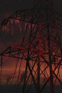 Preview wallpaper electric tower, construction, dark, night, art