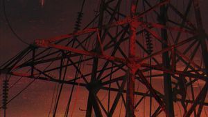 Preview wallpaper electric tower, construction, dark, night, art