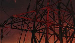 Preview wallpaper electric tower, construction, dark, night, art