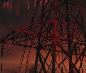 Preview wallpaper electric tower, construction, dark, night, art
