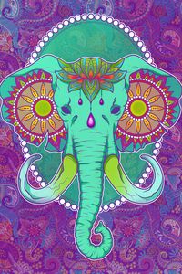 Preview wallpaper ganesha, god, elephant, patterns, colorful, art