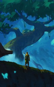 Preview wallpaper elf, archer, forest, trees, fantasy, art