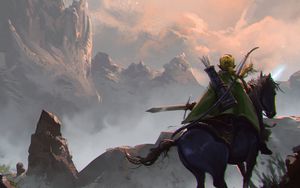 Preview wallpaper elf, bow, arrows, rider, fantasy, art