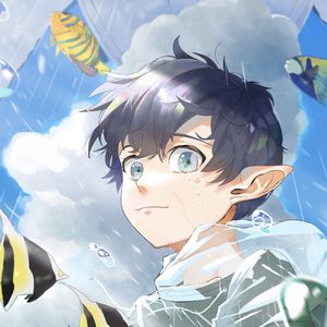 Preview wallpaper elf, boy, water, fish, anime