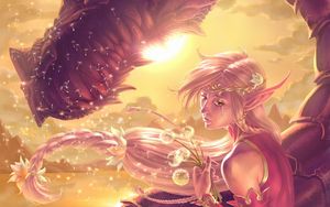 Preview wallpaper elf, dungeons and dragons, dragon, art