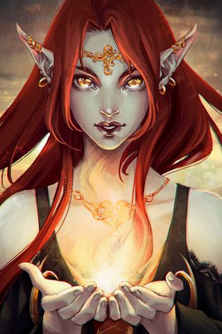 Download Wallpaper 3x480 Elf Girl Fire Art Samsung Galaxy Ace Gt S50 Sony Xperia E Miro Htc Wildfire S C Lg Optimus Hd Background