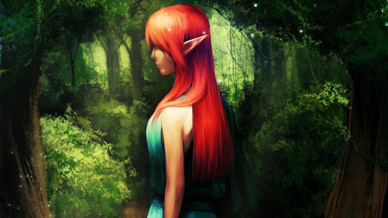 Wallpaper elf, girl, forest, green