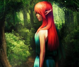 Preview wallpaper elf, girl, forest, green