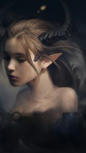 Preview wallpaper elf, horns, fantasy, art