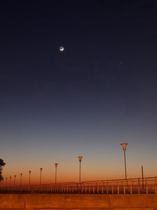 Preview wallpaper embankment, lamps, moon