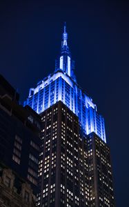 Preview wallpaper empire state building, building, architecture, backlighting, night, dark, new york