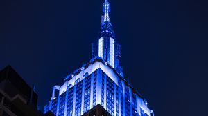 Preview wallpaper empire state building, building, architecture, backlighting, night, dark, new york